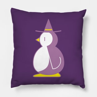 Cute Witch Penguin Halloween Vector Illustration Pillow