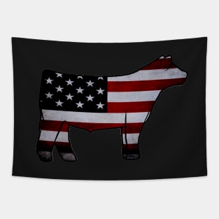 American Flag Show Steer Silhouette  - NOT FOR RESALE WITHOUT PERMISSION Tapestry