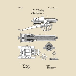 Gatling Gun Patent - 1862 Machine gun - SBpng T-Shirt