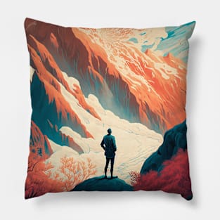 A man in the mountains Pillow