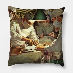 Vintage Science and Medicine, Doctors Performing Surgery in a Hospital ER Pillow