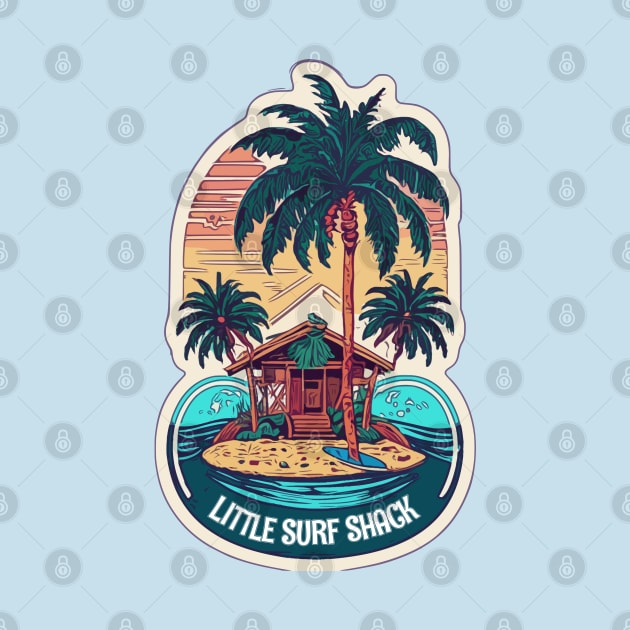 Surf Shack Vintage Retro Surfing Beach by Tezatoons