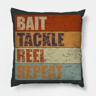 Bait Tackle Reel Repeat Retro Pillow