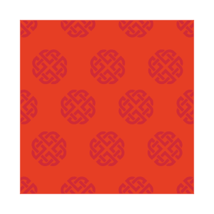 Celtic Endless Knot Pattern Red on Orange Background T-Shirt