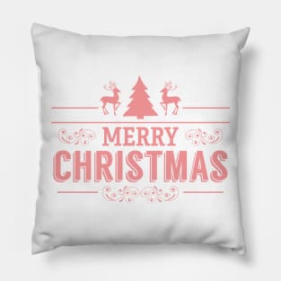 Red Merry Christmas Retro Typography Design Pillow