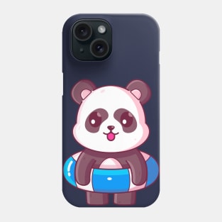 Cute panda with swimming ring summer vacation Phone Case