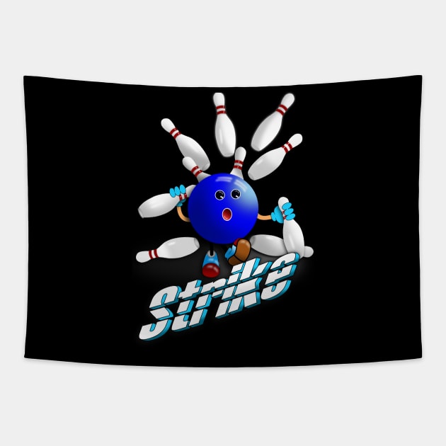 strike 10 pin bowling Tapestry by Louisebastard