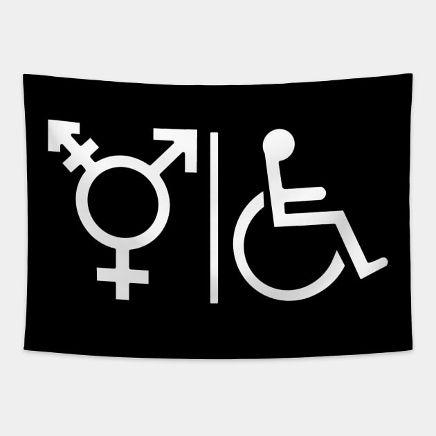 Gender Neutral and Whelchair Inclusive Bathroom Sign Tapestry by DiegoCarvalho