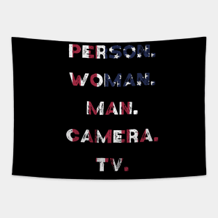 person woman man camera tv Tapestry