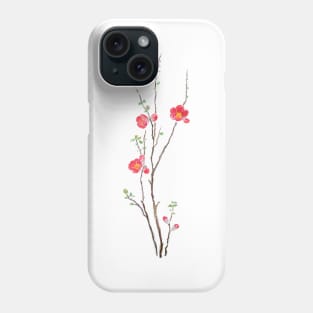 red winter plum watercolor flowers Phone Case