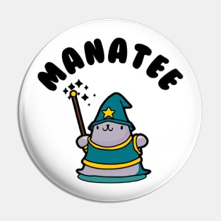 Manatee Magician Kawaii Fantasy Pun Pin