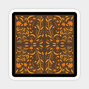 Floral pattern with flowers and leaves hohloma style Magnet