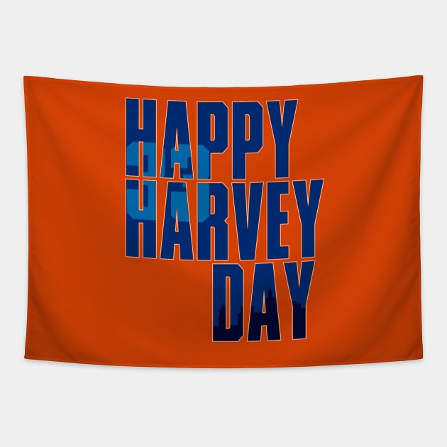 Happy Harvey Day In Blue Tapestry by enfuego360