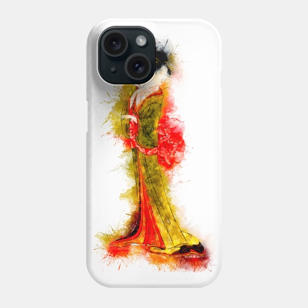 Geisha Girl / Vintage Watercolor japanese art style from Edo period Phone Case by Naumovski