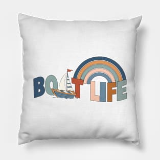 Boat Life Nautical Rainbow Sailboat Casual Boating Lake Pillow