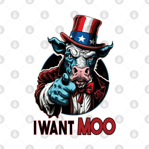 I Want Moo - Patriotic American Pride Cow by RailoImage