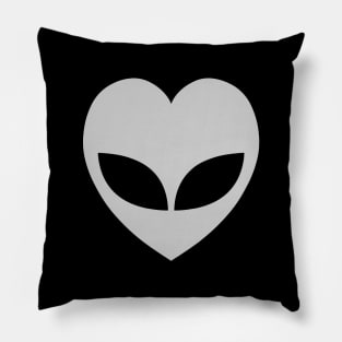 Grey Alien Love Heart Pillow