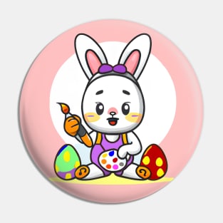 Easter Bunny Coloring Eggs, Easter Bunny Painting, Cute, Fun, in Pink Pin