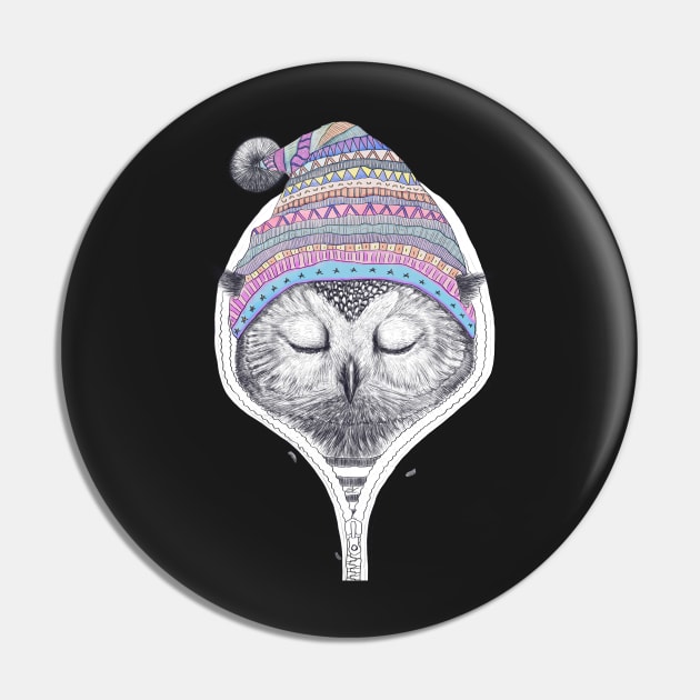 Winter owl on black Pin by kodamorkovkart