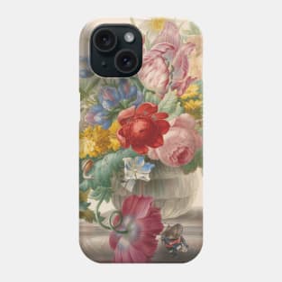 Flowers in a Glass Vase with a Butterfly by Herman Henstenburgh Phone Case