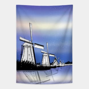 Kinderdijk Windmills Tapestry