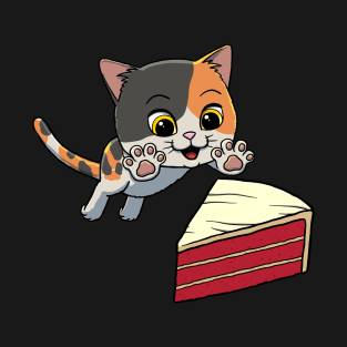 Munchkin Cat excited to eat Red Velvet Cake T-Shirt