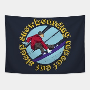 Eat Sleep Snowboarding Repeat Tapestry