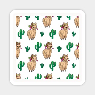 Cute Llamas Neck Gator Cactus Brown Lllama Magnet