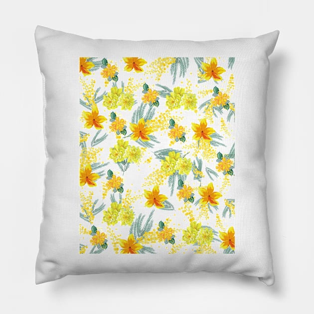 Yellow flower Pattern Pillow by BeatyinChaos