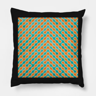 Seamless Wavy Lines, pattern in mint green and orange Pillow