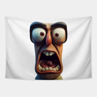 Screaming Man with big Eyes Tapestry