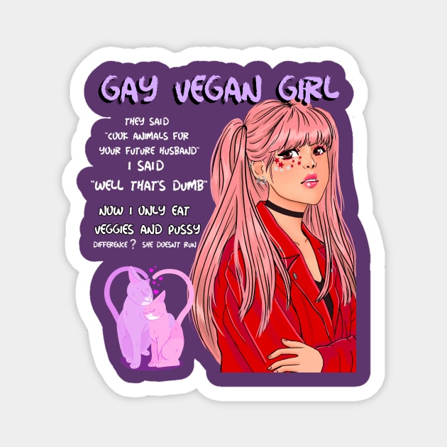 Lesbian Vegan Punk Hipster Girl Magnet by WovenKindness