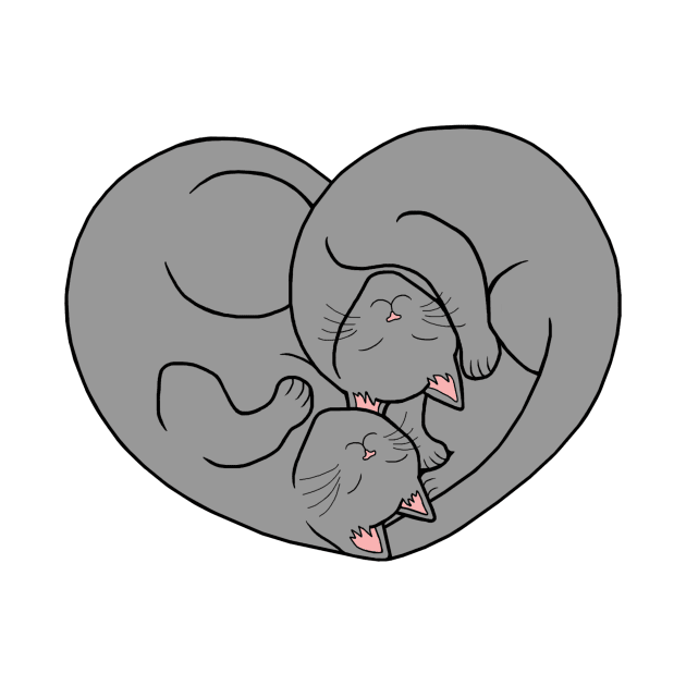 Cute Gray Cat Heart by Art by Deborah Camp