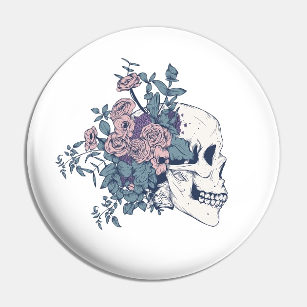 Floral Skull beauty Pin by Jess Adams