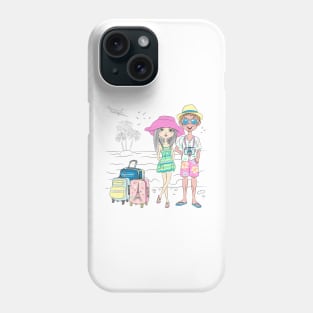 Hipster traveler guy and girl Phone Case