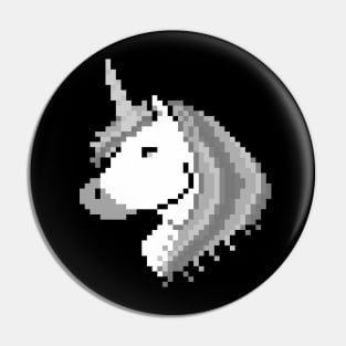 Pixel White Unicorn with Grey Mane Pin