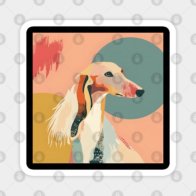 70s Saluki Vibes: Pastel Pup Parade Magnet by NatashaCuteShop