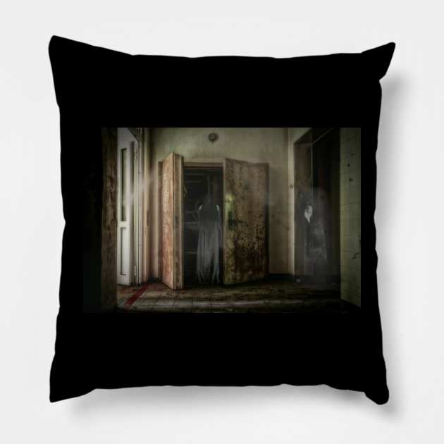 DOOR GHOST KNOCKER ART PRINTS Pillow by MICHAEL ZHOU