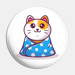 Cute Cat Sitting Wearing Blanket Pin