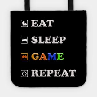 Funny Eat Sleep Game Repeat Gift for Video Games Lovers Tote