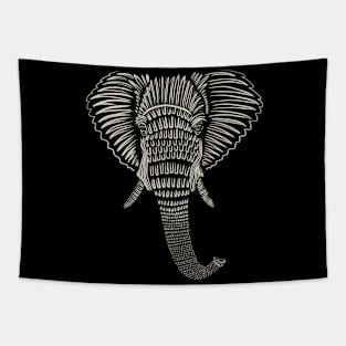 African Elephant Line Work Tapestry