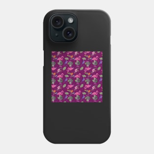 Flamingo Party on Magenta Background Phone Case