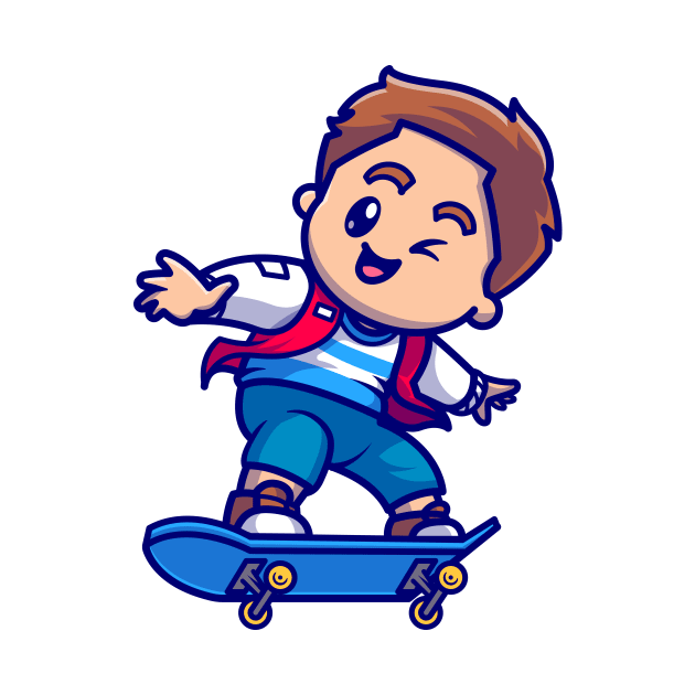 Cute Boy Playing With Skateboard Cartoon by Catalyst Labs