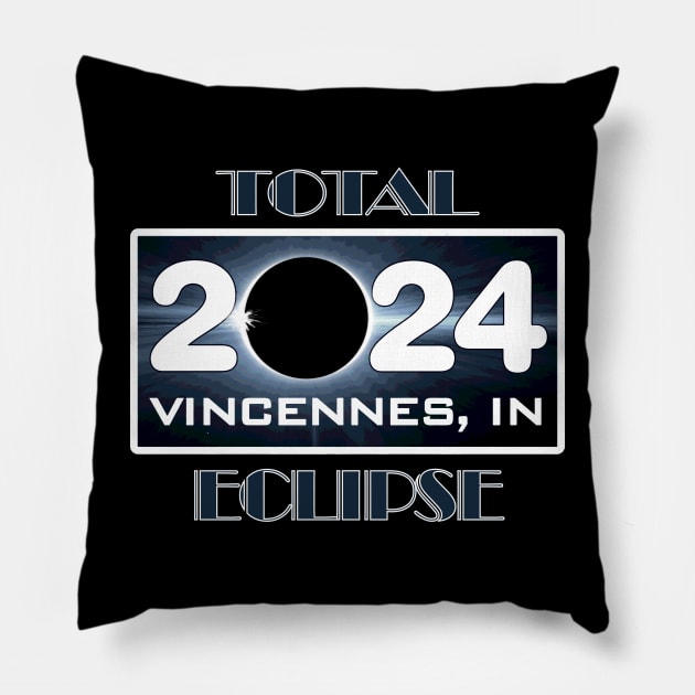 Eclipse Vincennes Indiana Total Solar Eclipse April 2024 Totality Pillow by DesignFunk