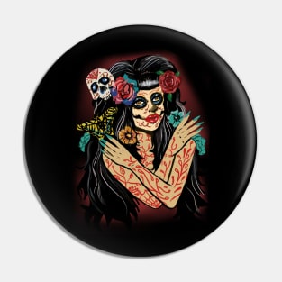 Day of the Dead Girl Santa Muerte Pin