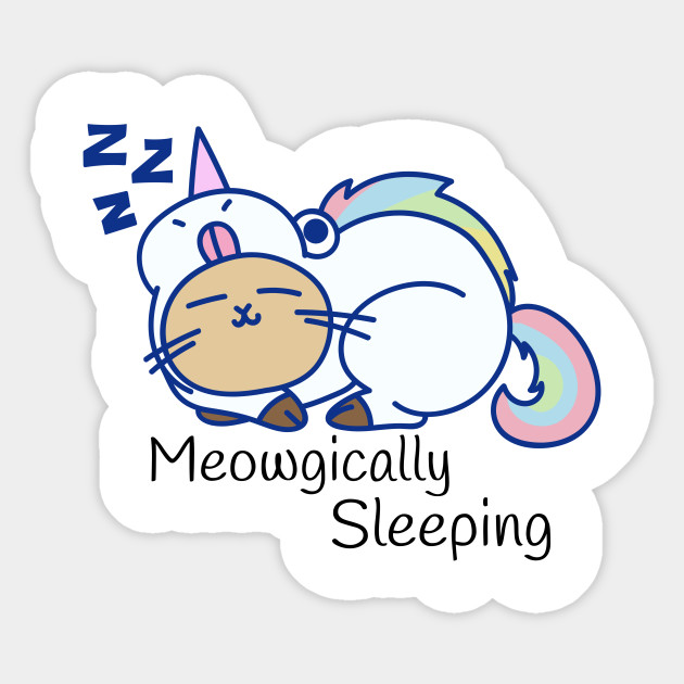 Meowgically Sleeping Unicorn Cat Unicorn Cat Sticker Teepublic