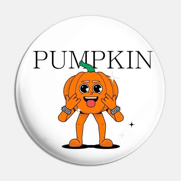 Hand Drawn Pumpkin Fun Pin by Mako Design 