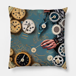 Time's Elegance Unveiled - Watch Components Art Pillow