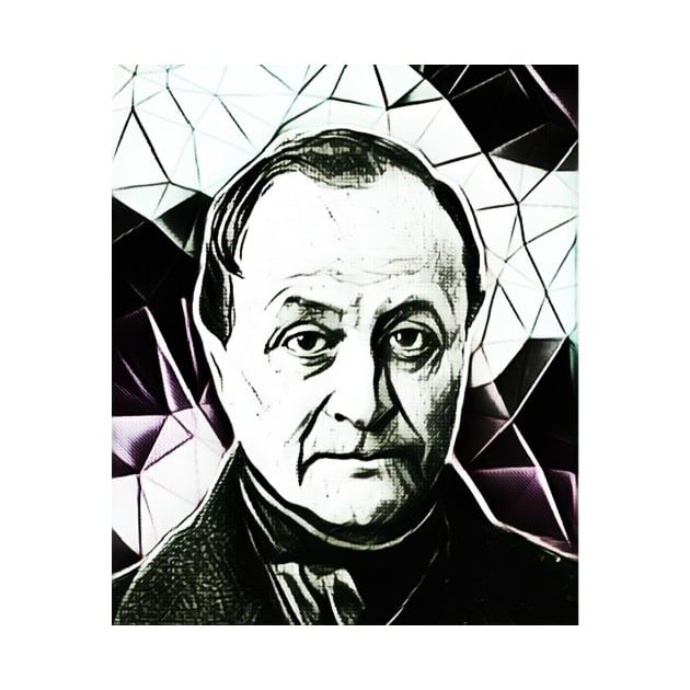 Auguste Comte Black and White Portrait | Auguste Comte Artwork 3 by JustLit