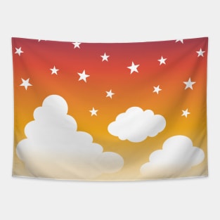 Clouds | Stars | Gradient | White Purple Orange Yellow Tapestry